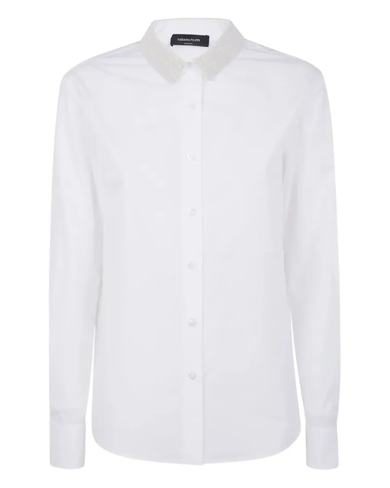 Fabiana Filippi Shirt With Filo Diamante Collar White