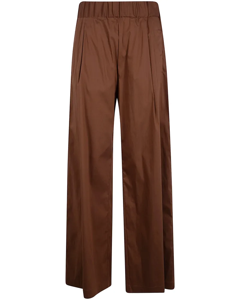 Semicouture Johnny" Popeline Cotton Trousers Brown