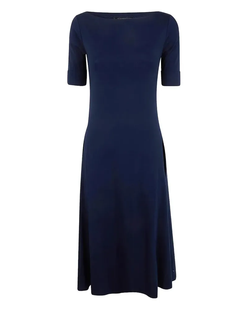 Ralph Lauren Munzie" Elbow Sleeves Day Dress Blue