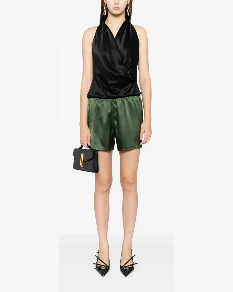 Tom Ford Stretch Silk Satin Pj Shorts Green