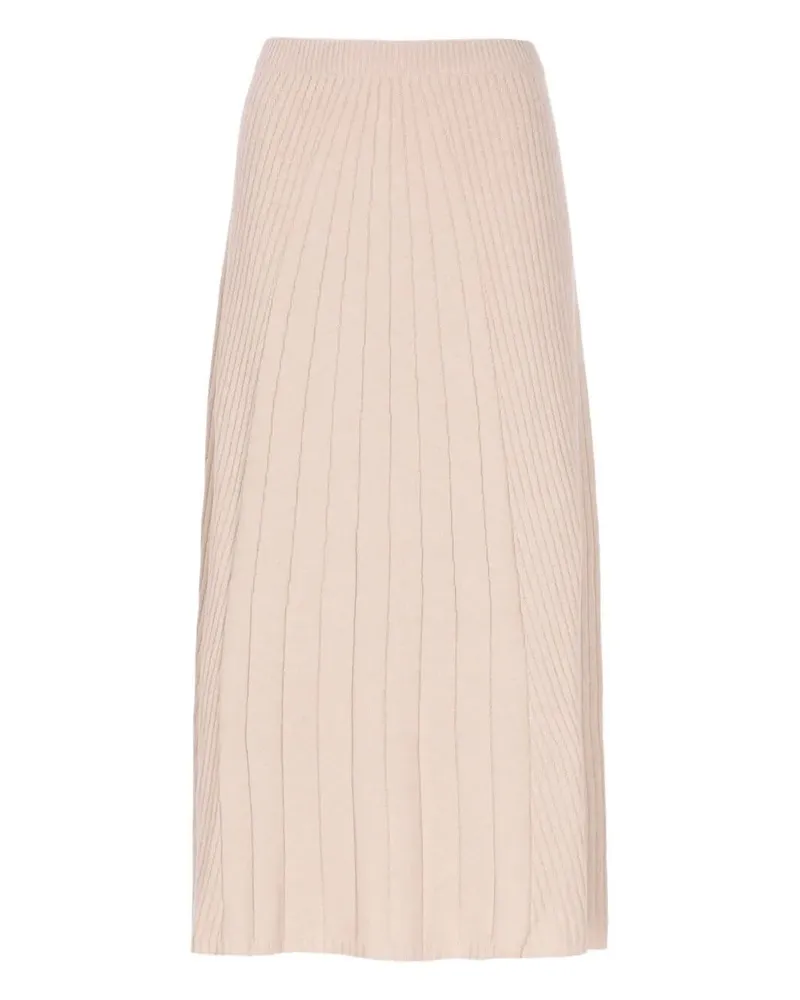 D.EXTERIOR D. EXTERIOR Flared Ribbed Skirt Beige