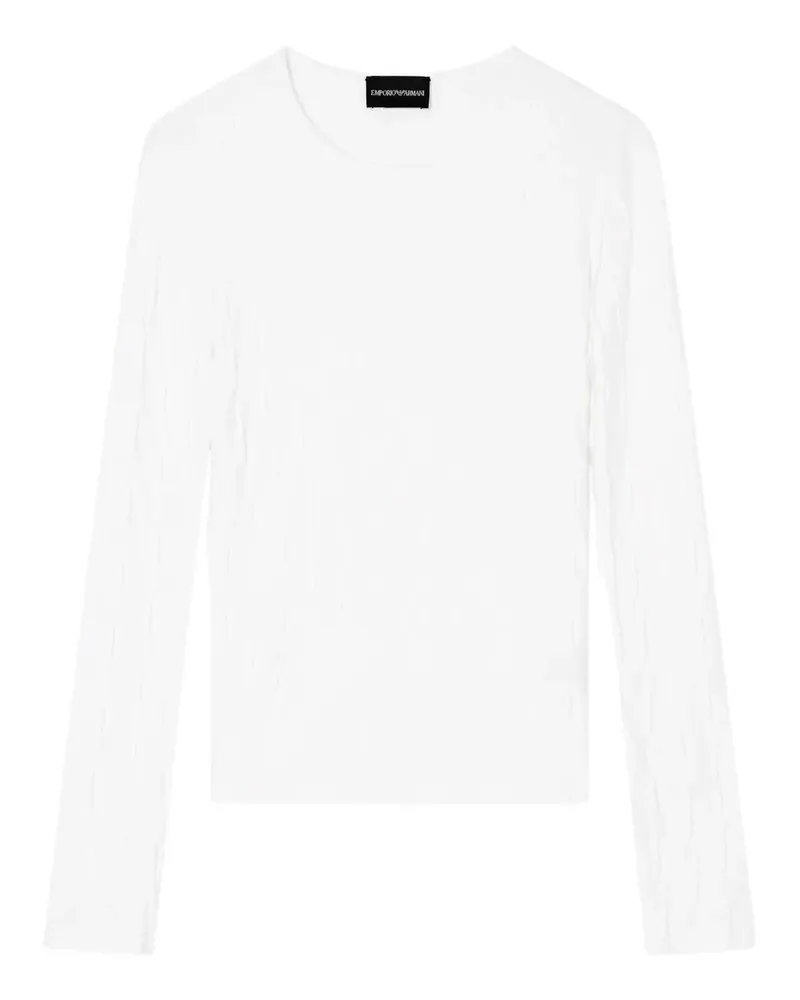 Emporio Armani Long Sleeve Damier Sweater White