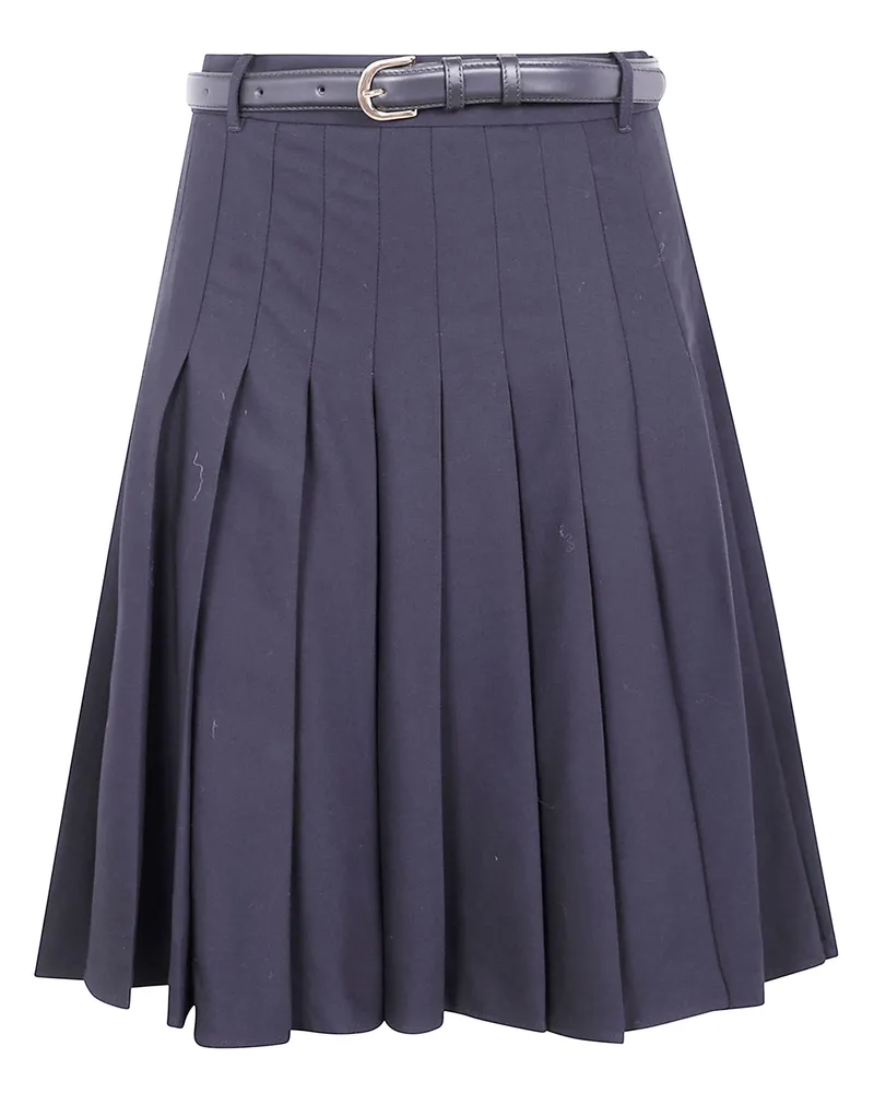 Self-Portrait Pleated Twill Midi Skirt Black