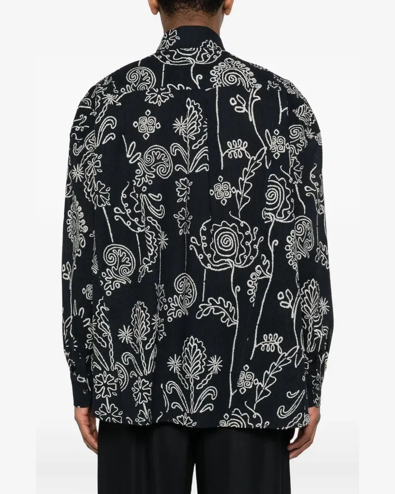 Giorgio Armani Fancy Printed Shirt Jacket Gray