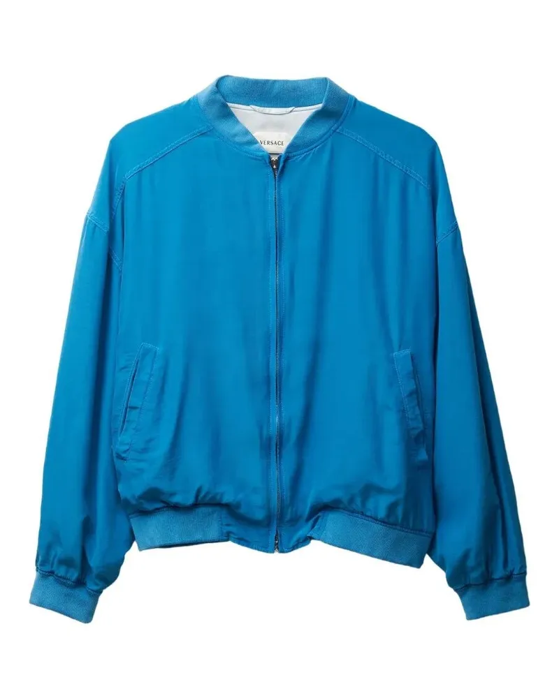Versace Blouson Overdyed Silk Popeline Blue