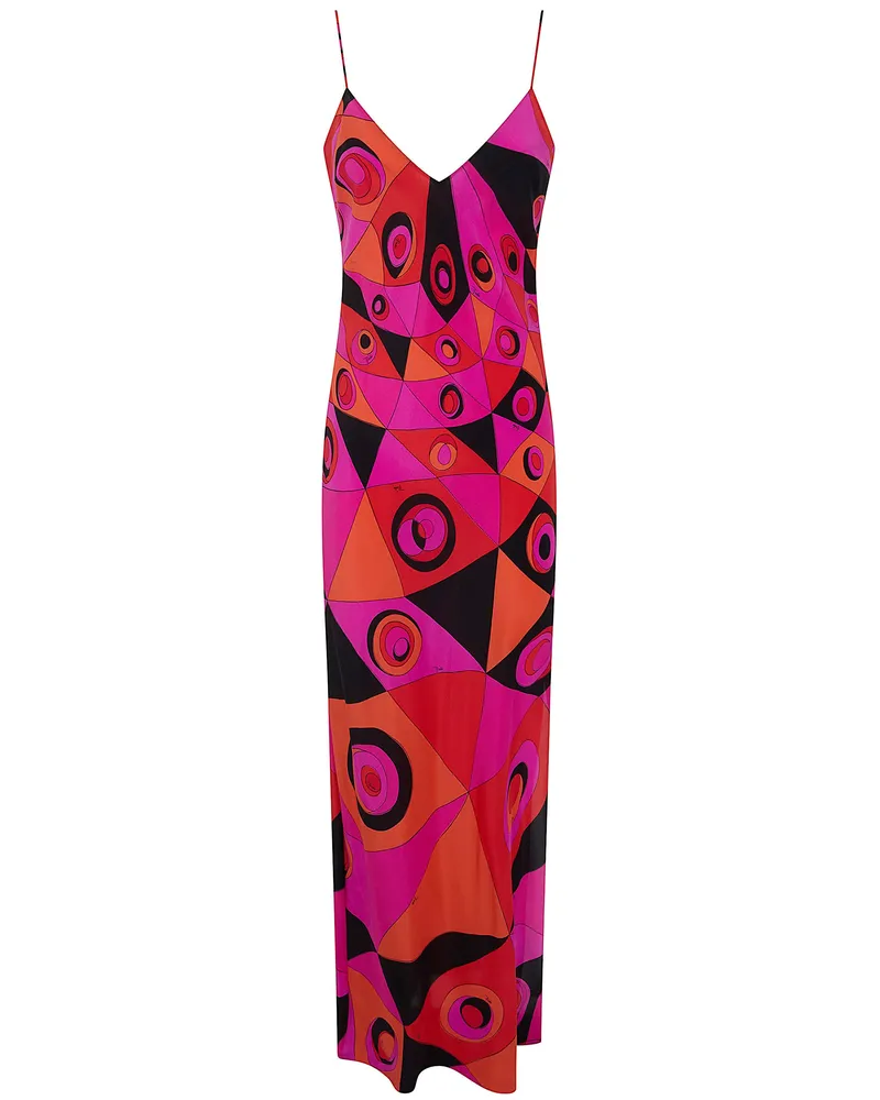 Emilio Pucci Crepe De Chine Midi Dress Pink