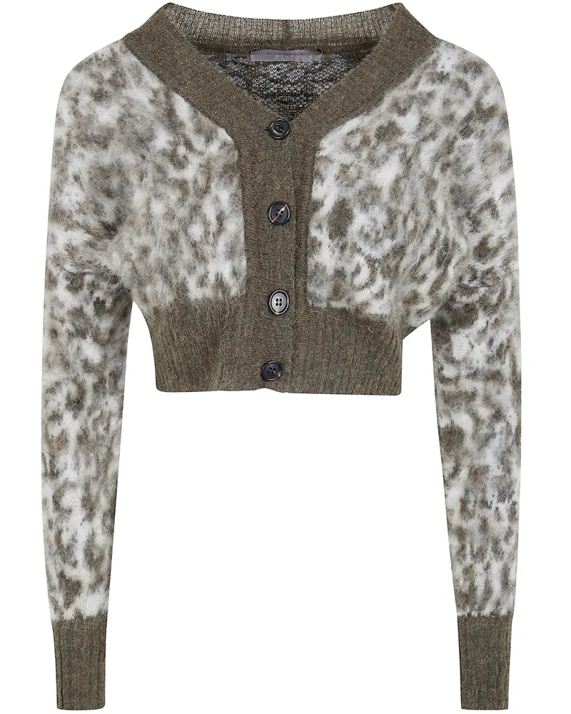 D.EXTERIOR D. EXTERIOR Animal Print Short Cardigan Green