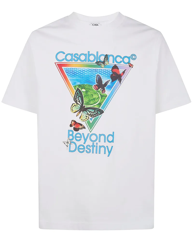 Casablanca Paris Tennis Club Icon Beyond Destiny Print' Classic T-Shirt White