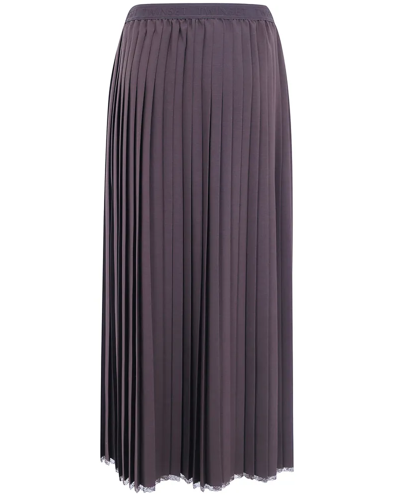 Twin-Set Pleated Long Skirt Brown