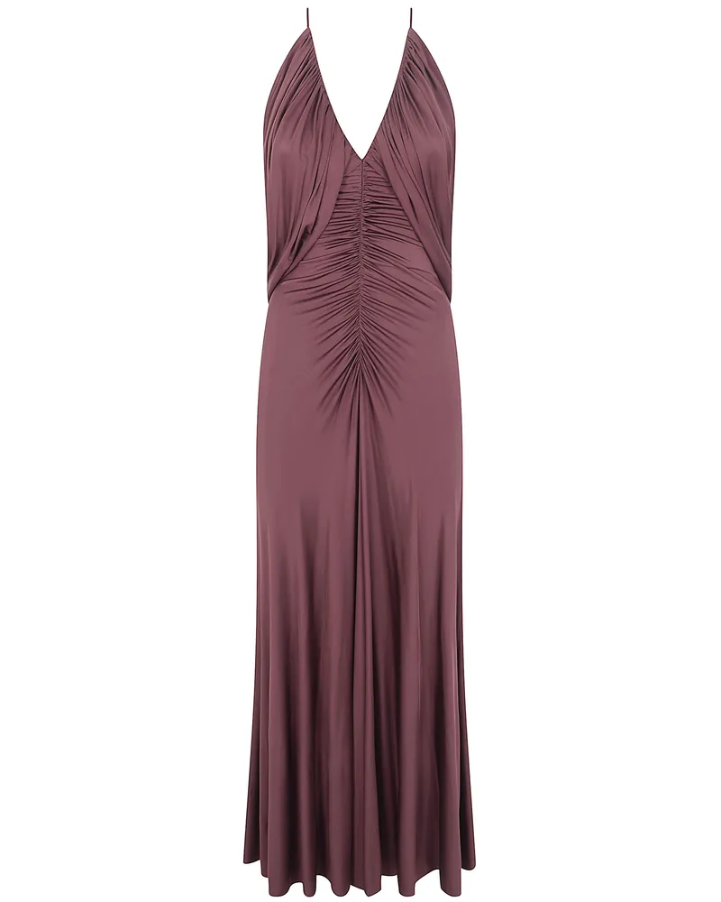 Self-Portrait Brown Jersey Drape Midi Dress Brown