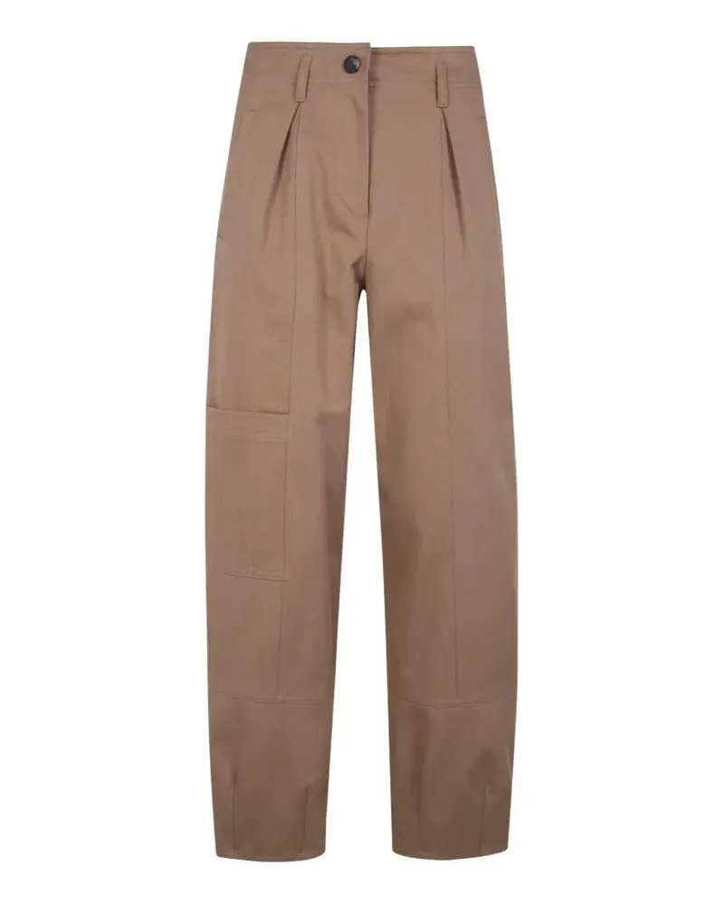 Max Mara Bautta" Cotton Bull Barrel Leg Trousers Beige