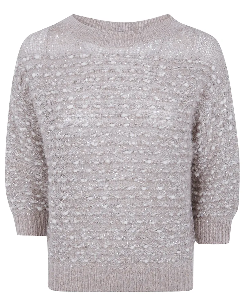 D.EXTERIOR D. EXTERIOR Short-Sleeve Boatneck Sweater "Crystals Short Sleeves Boatn Beige