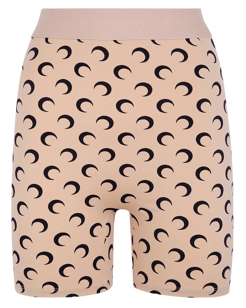 Marine Serre Moon" Printed Jersey Mini Shorts Brown