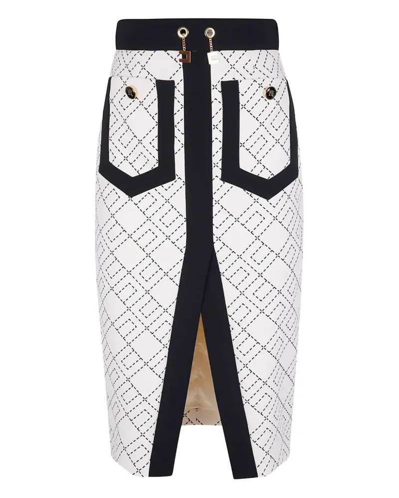 Elisabetta Franchi Pencil Fantasy Skirt White