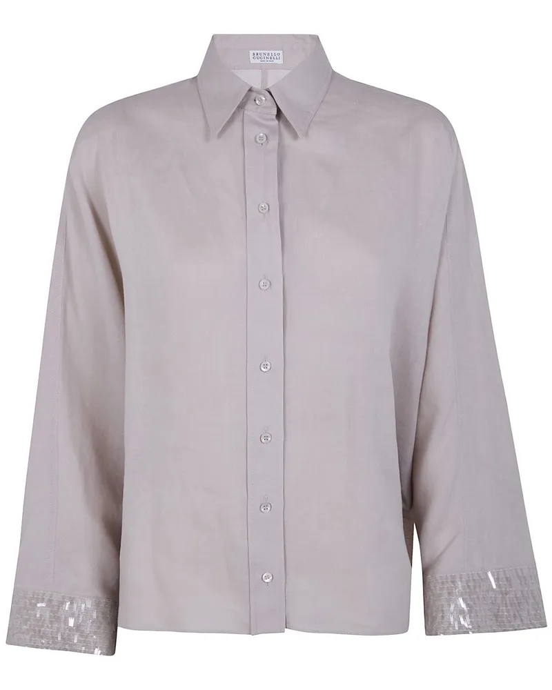 Brunello Cucinelli Trapeze Denim Shirt Gray