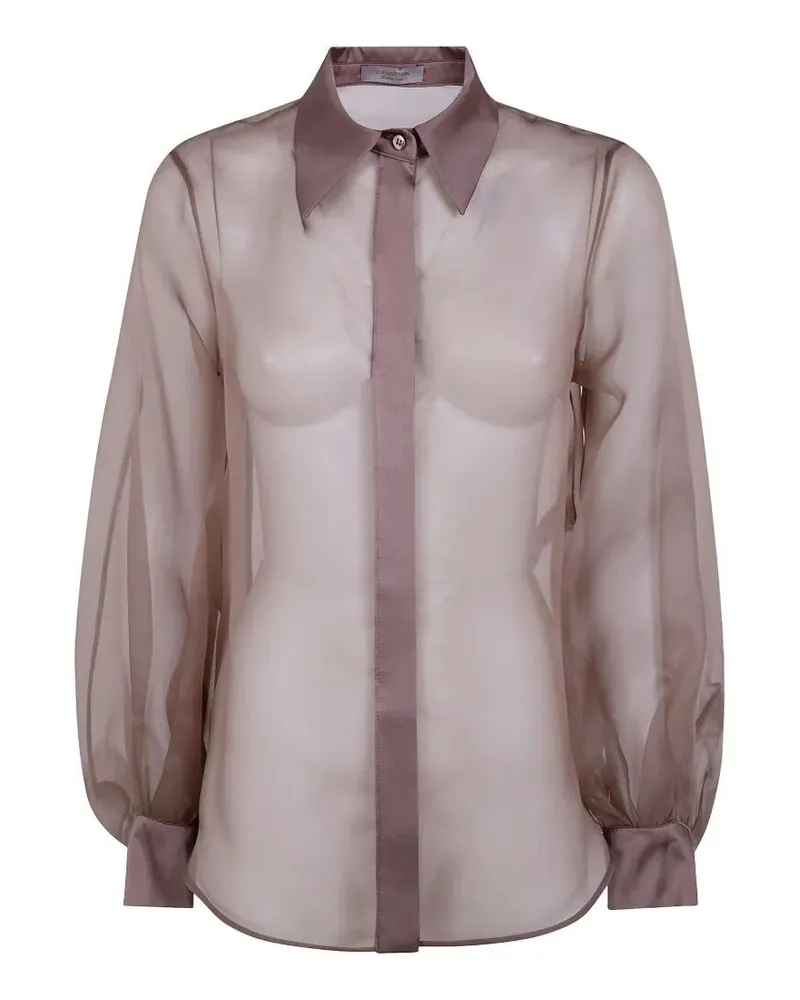D.EXTERIOR D. EXTERIOR Organza Silk Long Sleeves Shirt Brown