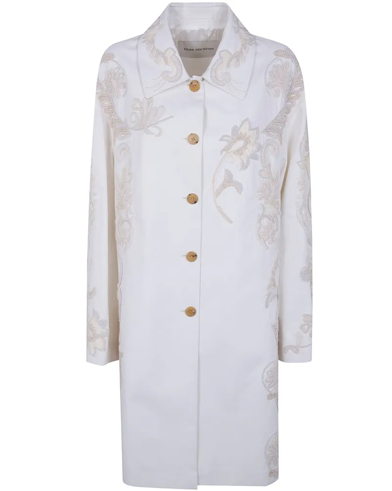 Dries van Noten Rondero" Embroidered Single Braisted Coat White