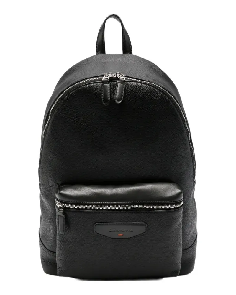 Santoni Backpack Leather "New Black
