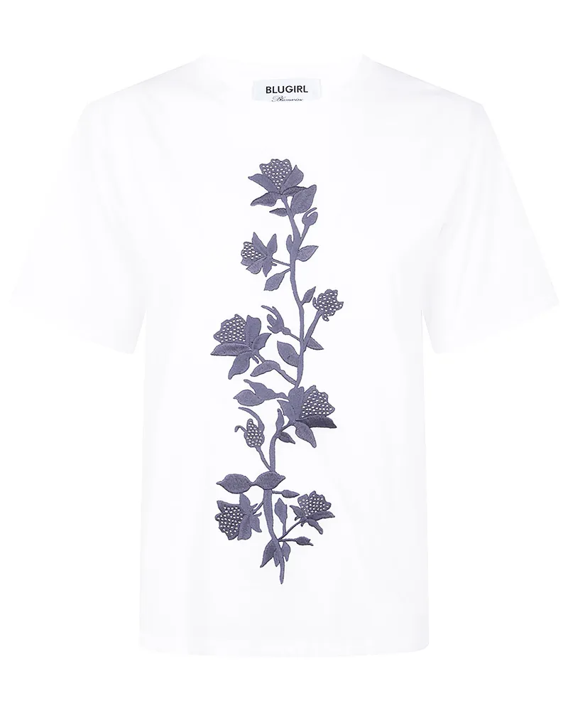 Blumarine Short Sleeves Classic Ramage T-Shirt White