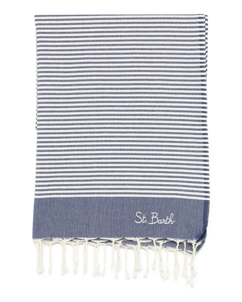 MC2 Saint Barth Foutas Horizontal Stripes Sea Towel Blue