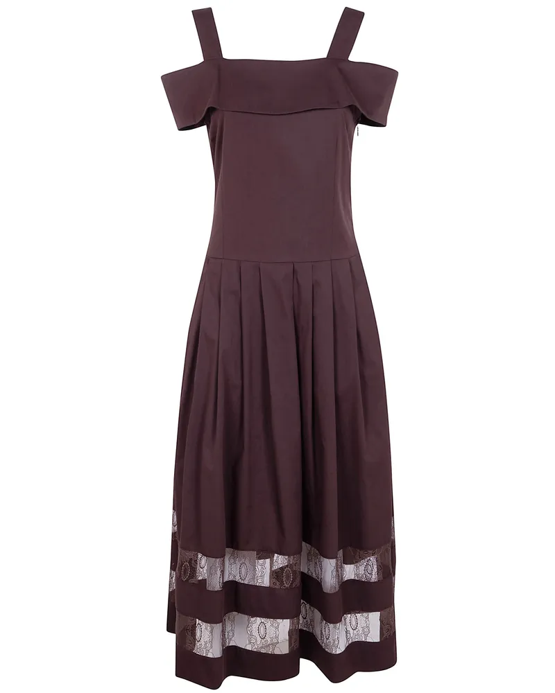 Blumarine Lace Cotton Dress Brown