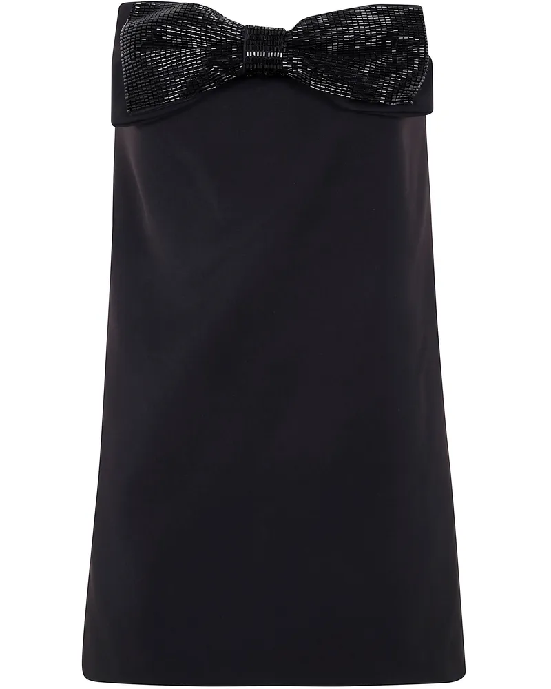 Self-Portrait Black Crepe Bandeau Mini Dress Black