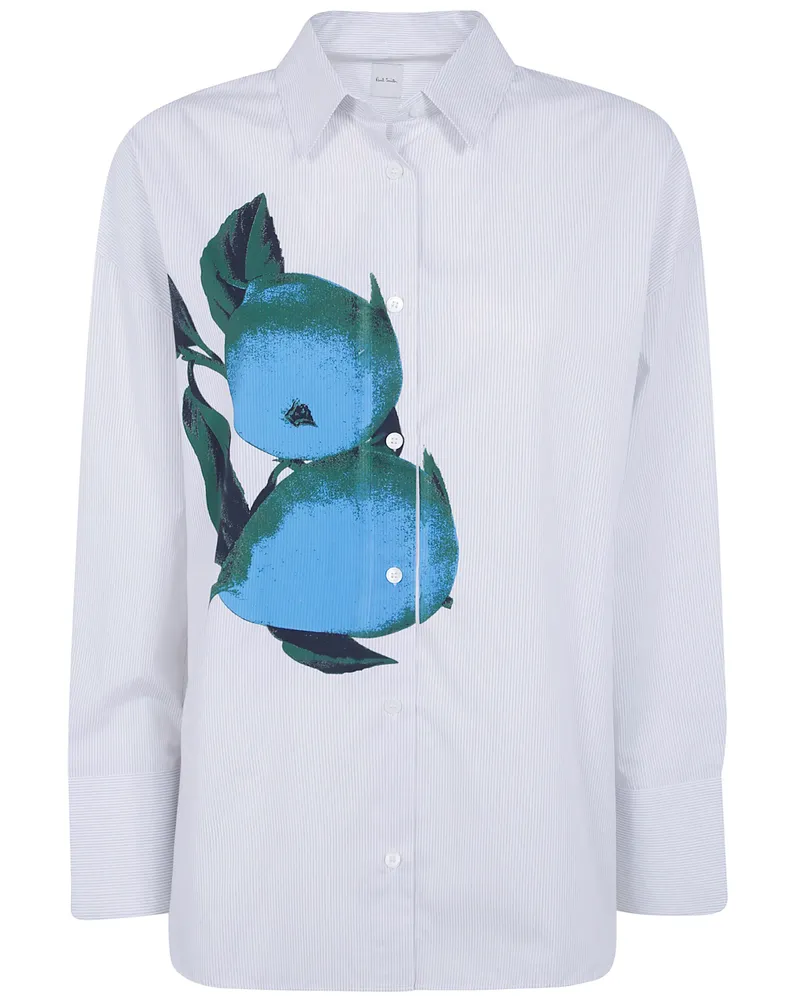 Paul Smith Shirt Blue Fruit Print White