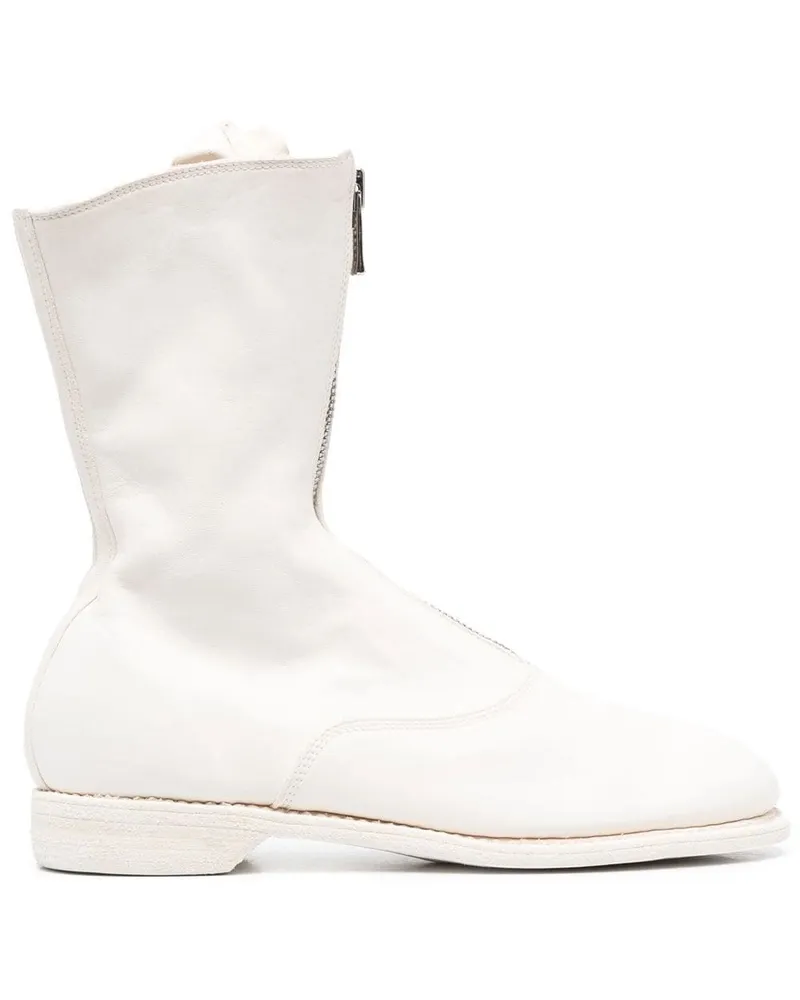 GUIDI Front Zip Boots White