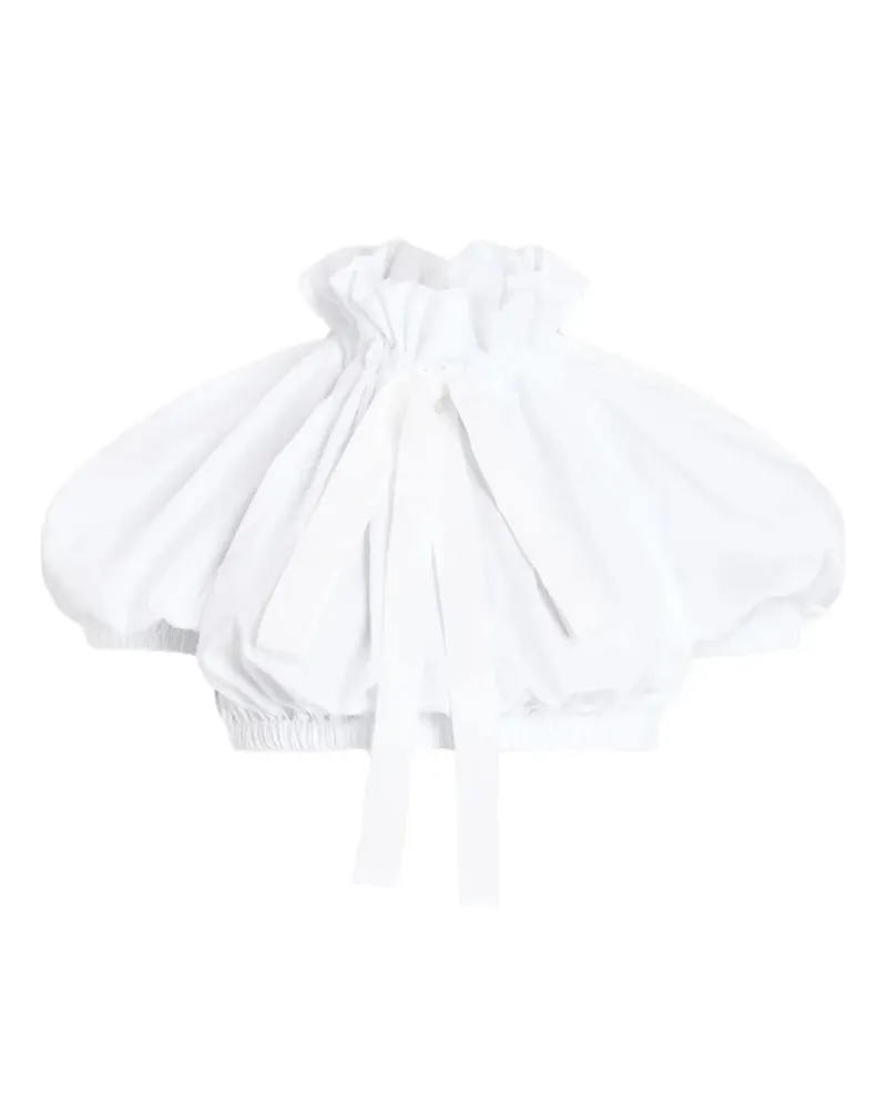 Patou Cropped Volume Jersey Top White