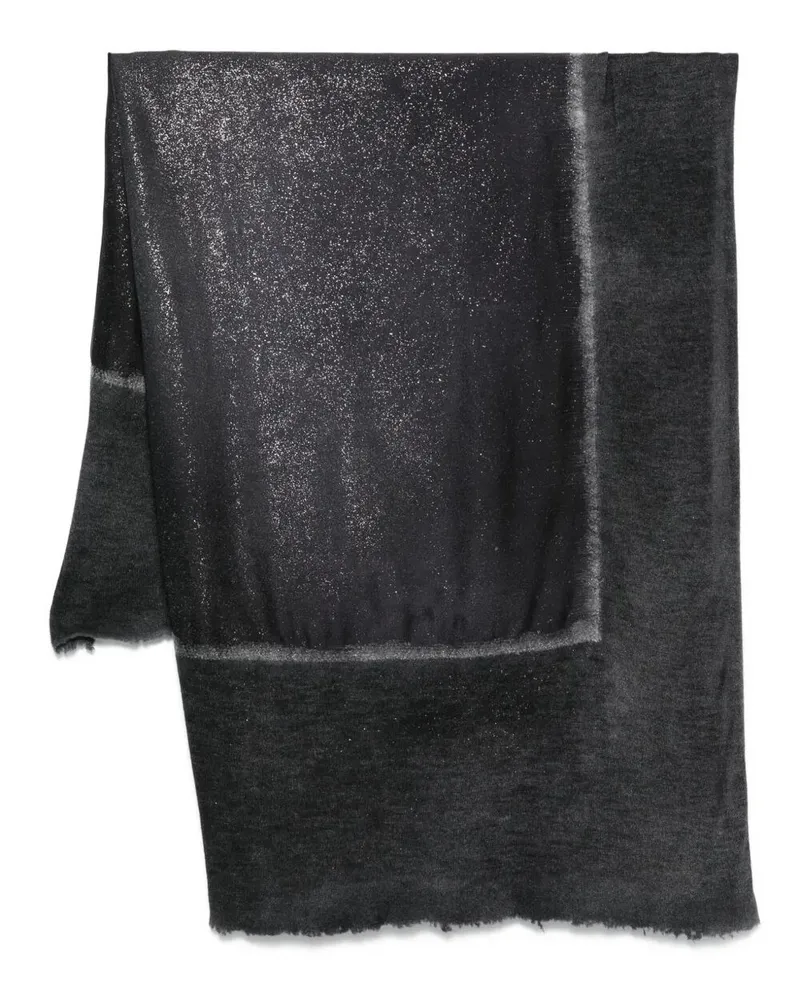 Avant Toi Star Dust" Effect Foulard Scarf Destroyed 120X110 Black