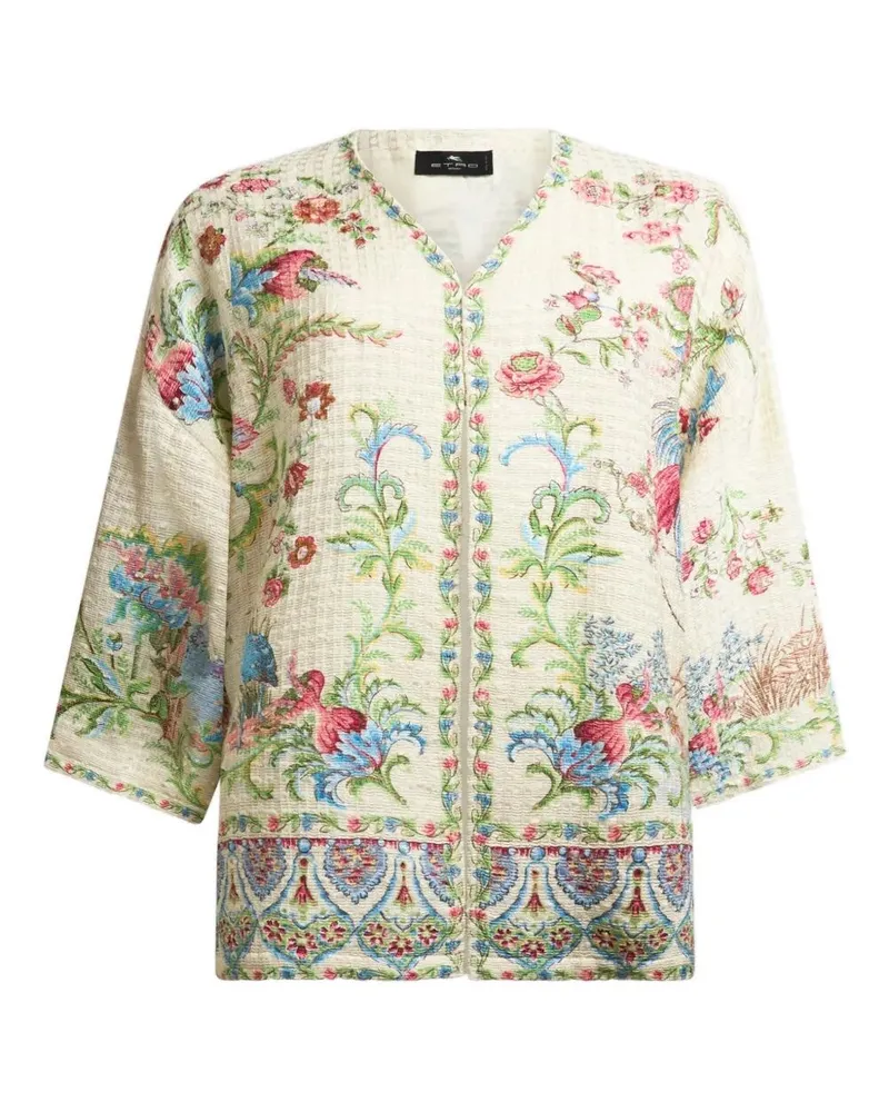 Etro Printed Short Sleeves Blouse White