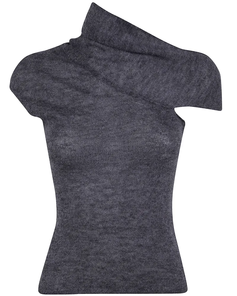 Paloma Wool Aurum" Short Sleeves Asymetric Top Gray