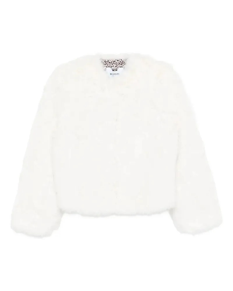 Blumarine Fox Faux Fur Short Jacket White