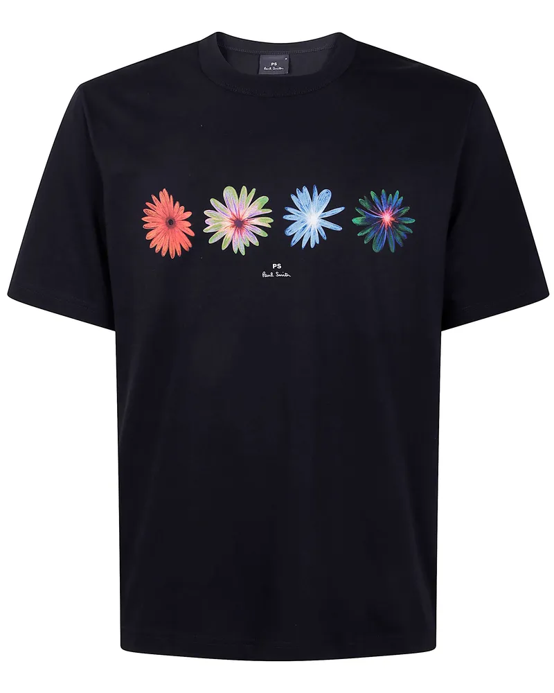 Paul Smith Mens Casual Fit Ss T Shirt Flowers Black