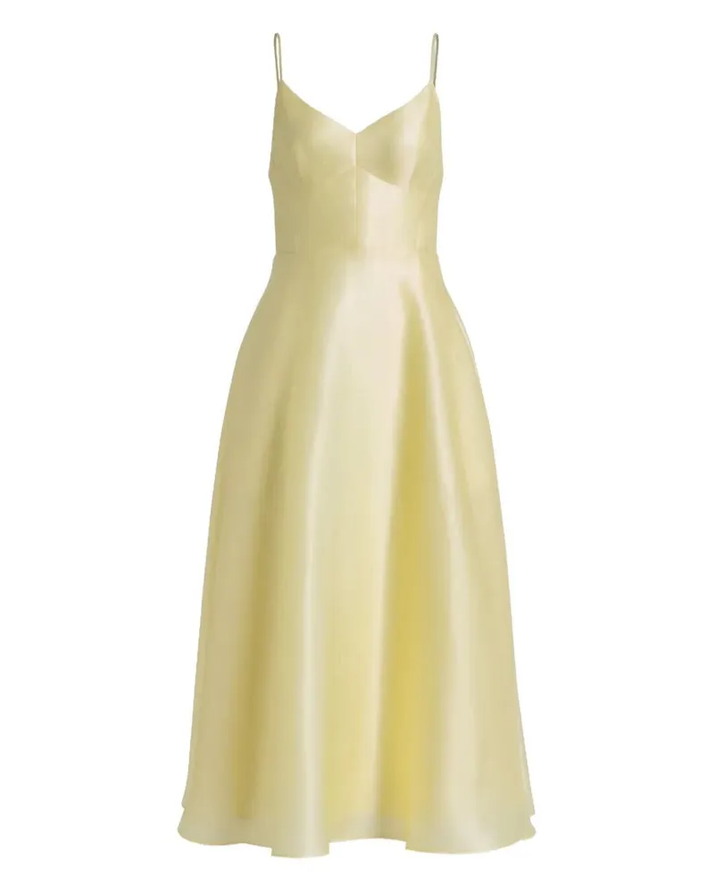 Alberta Ferretti Triple Organza Midi Round Dress Yellow