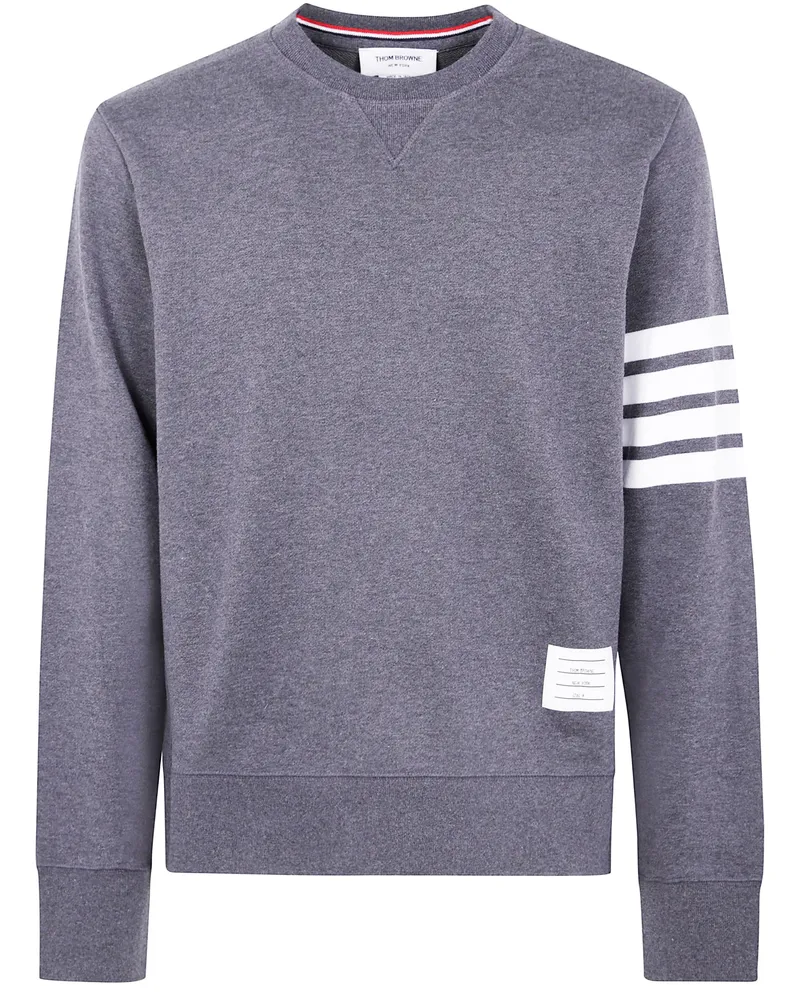 Thom Browne Classic Sweatshirt In Classic Loopback With Engineered 4 B Gray