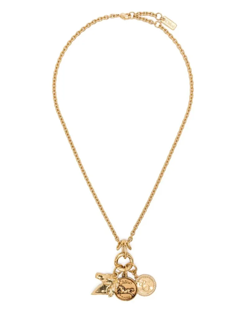 Chloé Charm Pendant Necklace Metallic