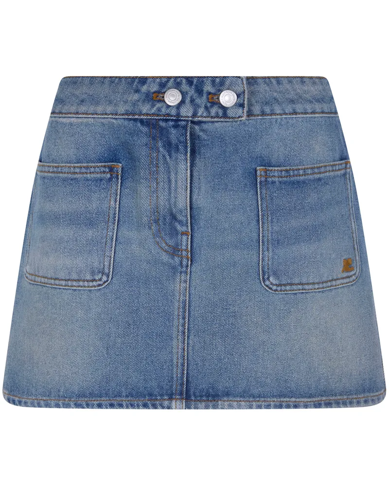 Courrèges Signature" Denim Mini Skirt Blue