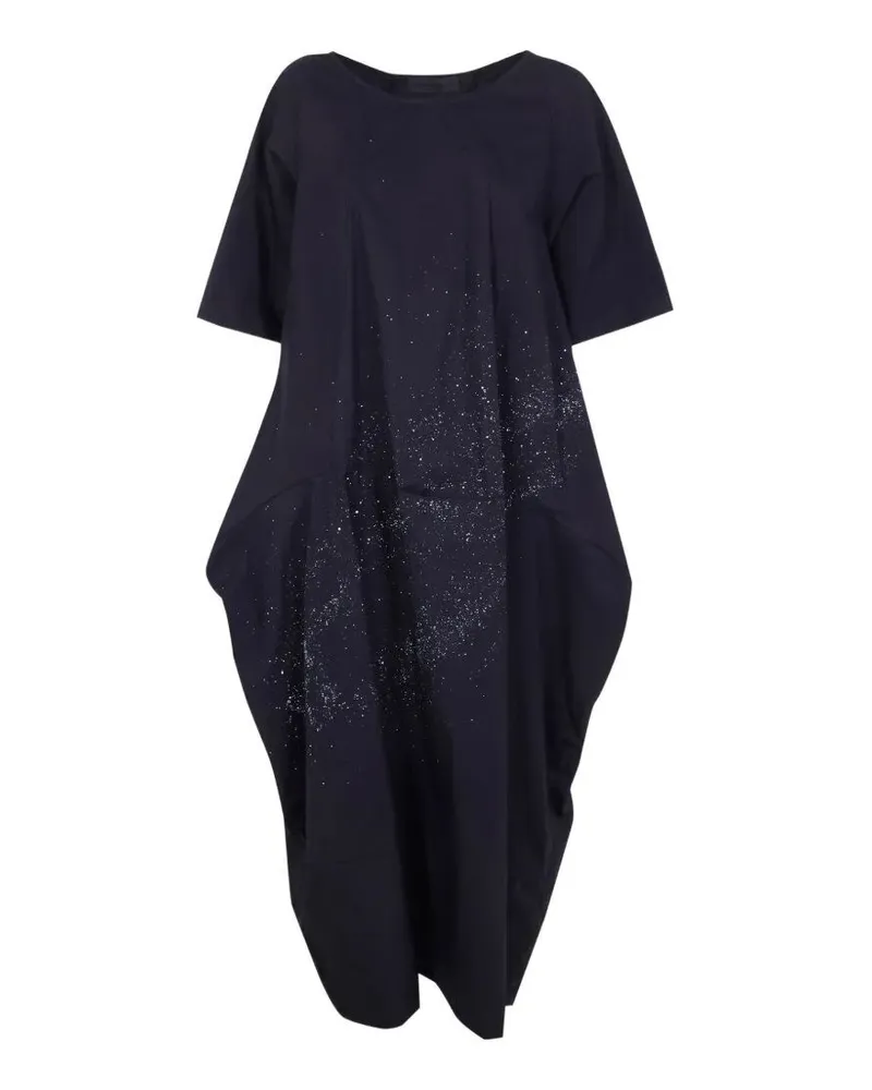 Maria Calderara Crinkled Cotton Long Dress Black