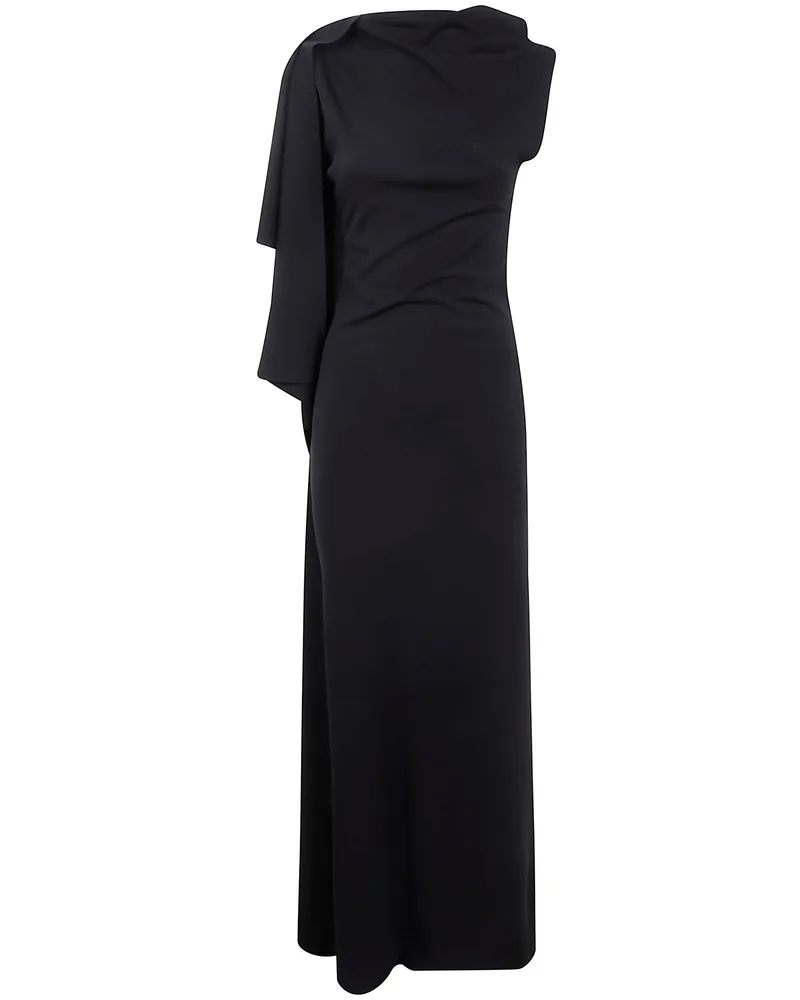 Max Mara Long Asymmetrical 'Nicchia' Dress Black