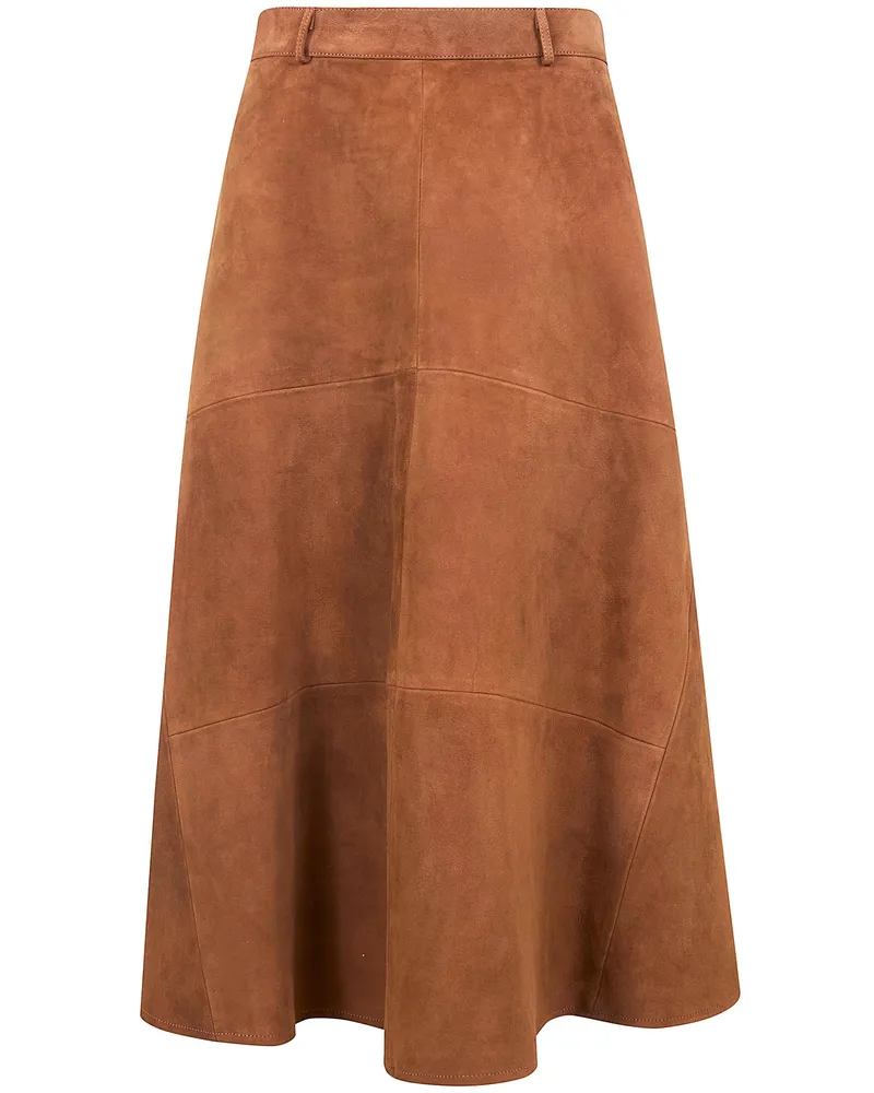 Semicouture Suede Pockets Skirt Beige