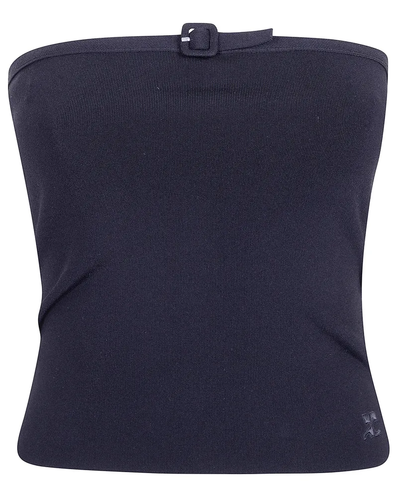 Courrèges Buckle Knit Bustier Top Black
