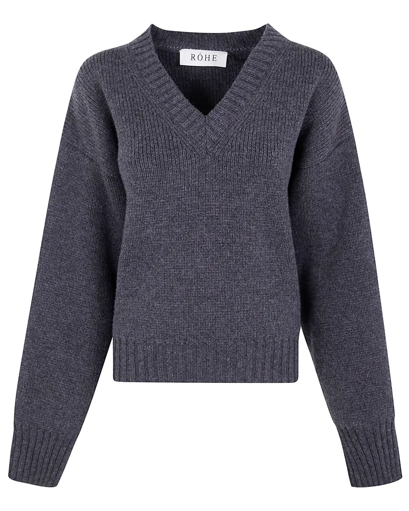 Róhe Sculptural Compact V-Neck Gray
