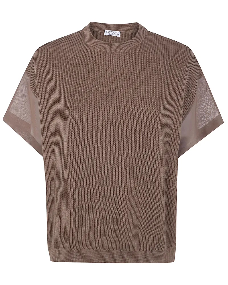 Brunello Cucinelli Short Sleeves Sweater Brown