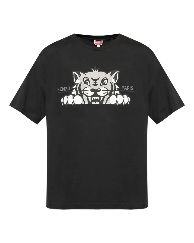 Kenzo Kenzo Happy Tiger Oversize T-Shirt Black