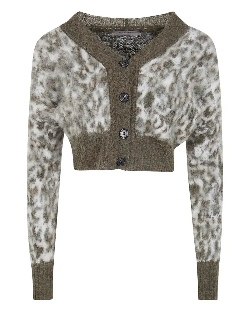 D.EXTERIOR D. EXTERIOR Animal Print Short Cardigan Green