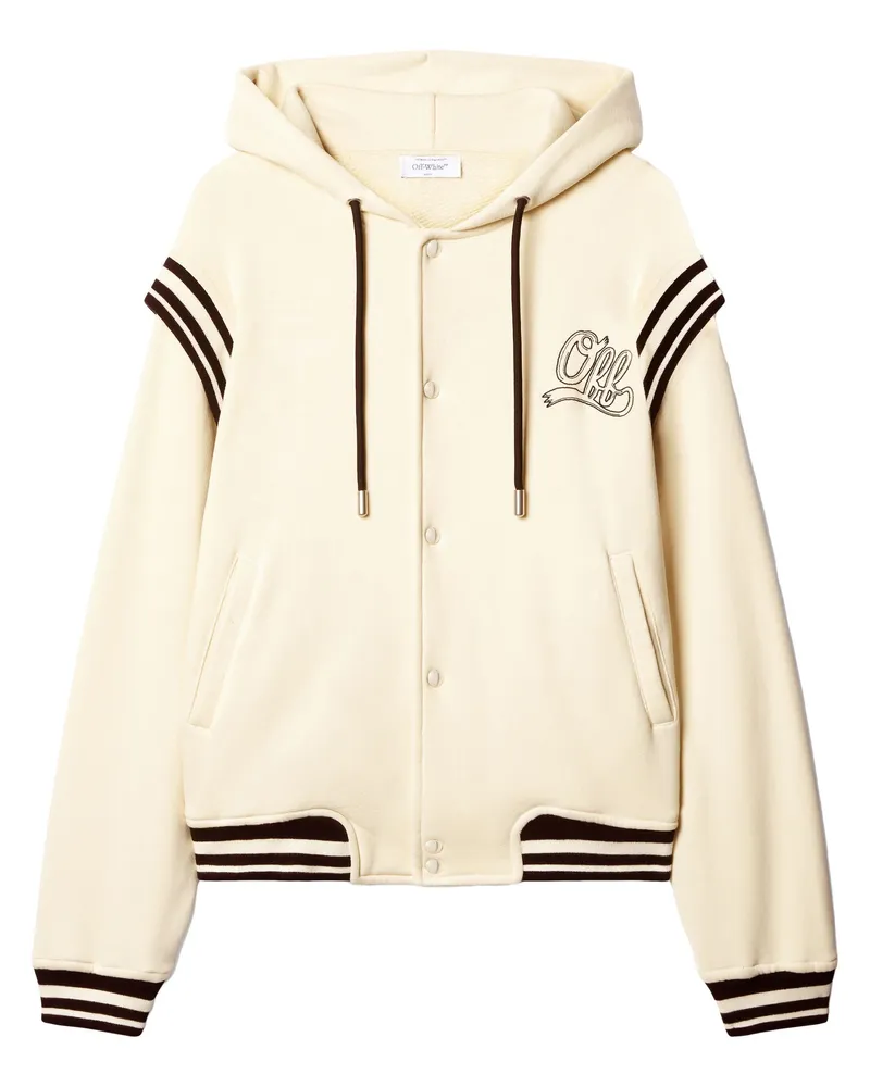 OFF-WHITE Off White Off Fleece Varsity Hoodie White