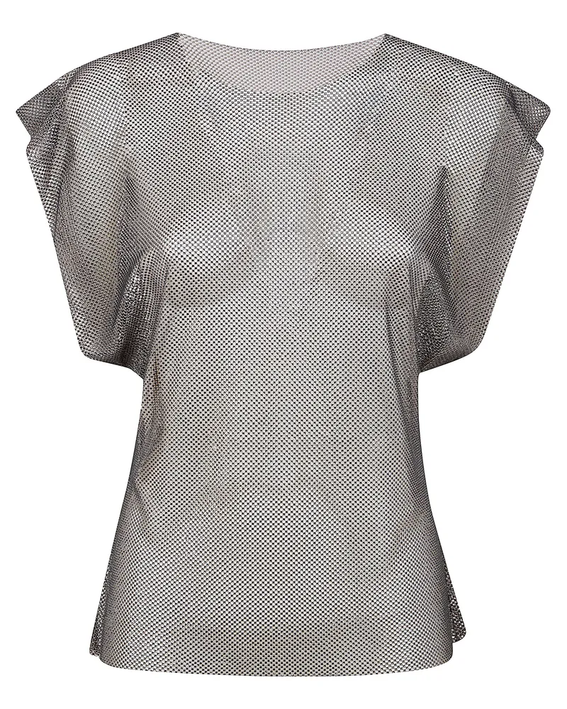 Alberta Ferretti Crystals Net T-Shirt Gray