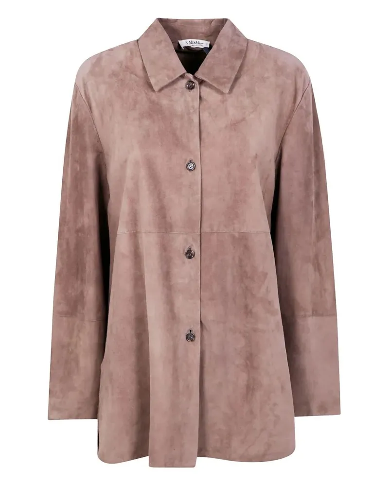 Max Mara Estate" Classic Suede Shirt Gray