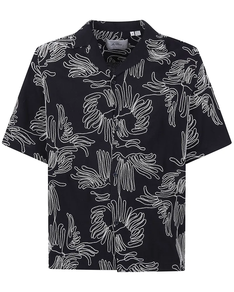 LES DEUX Liam Aoe Flower" Short Sleeves Shirt Black